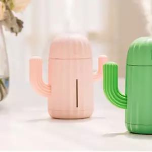 위플 선인장모양 USB 충전식 무선 가습기 핑크무드등 LED 책상용 필터 램프 무드등 미니 소형 차량용