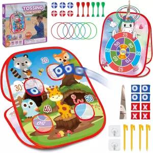 빈백 던지기 게임 용 야외 장난감콘홀 보드가족 파티 틱택 토이 장난감 5in1 마당 뒷마당 잔디 해변 3세