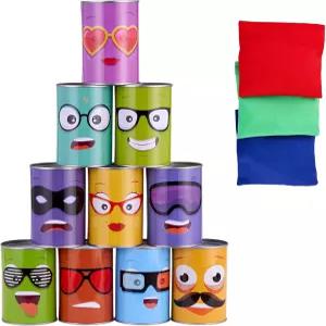 와 성인을 위한 트위들러 13개 카니발 빈백 던지기 게임 재미있는 얼굴과 숫자가 담긴 깡통 3가지 컬러