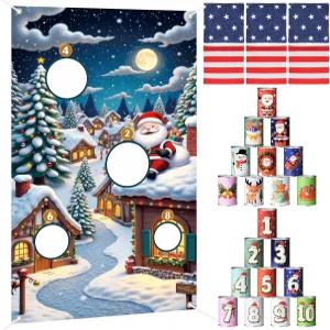 17피스 크리스마스 홀리데이 카니발 캔 빈백 던지기 게임 세트 실내 야외 겨울 파티 축제용 장난감