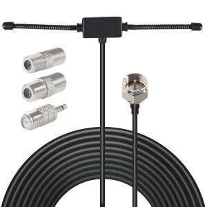 [미국배송] FM 라디오 안테나 다이폴 접착 장착 TV 홈 스테레오 수신기 실내 음악 시스템 AV 오디오 비디오 시어터 수신기용 커넥터 어댑터 3개