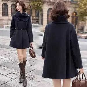 여성용 하프 모직 울 겨울 가을 양면 코트 코튼 캐시미어 모직코트 1PICK4