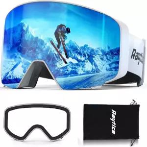 RAYTICE 남녀 공용 OTG 스키 고글 100 UV400 보호 스노우 스노모빌 등반 크로스컨트리용 김서림 방지