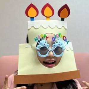 ( )인싸템 재밌는 케이크 가면 얼굴 가면 모자 케이크 생일파티용품 웃긴 축하 선물