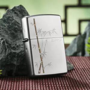 정품 Zippo 지포 라이터 대나무 각인 실버 방풍 선물용 무광 남친선물 발렌타인데이