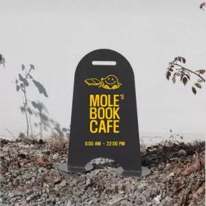 국산 매장 입구 좁은 공간 블랙 철제 미니 입간판 세미나 피트니스 홍보 학원