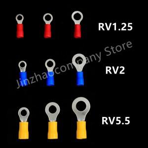10/50/100피스 절연 링 터미널 압착 커넥터 케이블 와이어 코드 핀 엔드 버트 RV1.25 RV2 RV5.5