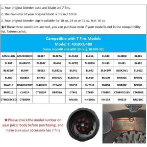 호환 Nutri Ninja Auto iQ BL480 블렌더 주서기 7핀 추출기 하단 블레이드  실리콘 고무 씰 포함