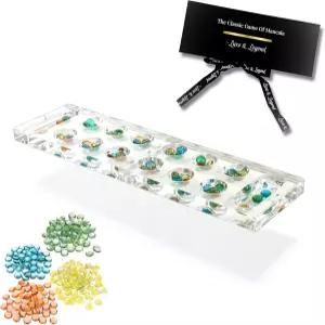 럭스 앤 레전드 루사이트 만칼라 보드 게임 마그네틱 폴드 - 컬러 스톤이 있는 럭셔리 아크릴 클리어 모던