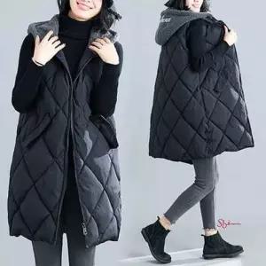 방한 퀼 누빔조끼 양털후드 롱패딩조끼 스타일 누빔조끼퀼zab040