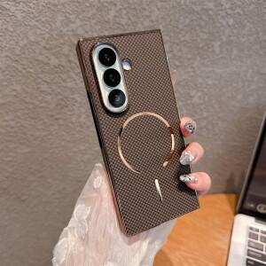 삼성 호환 갤럭시 호환 Z 폴드 7 6 5 4용 전기 도금 자석 무선 충전 프레임리스 케블라 폰 케이스 초박형