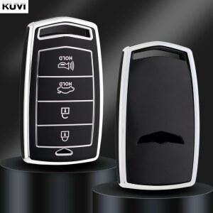 4 버튼 TPU 자동차 키 케이스 커버 쉘 Fob 홀더 현대 창세기 G70 G80 G90 2017-2020 자동 키 체인 보호기 액세서리