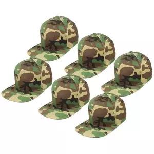 Gelante 플레인 블랭크 플랫 브림 조절 가능한 스냅백 야구 모자 LOT 6팩, 카모