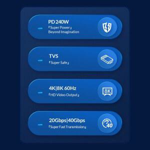 영상선 ORICO 고속 갤럭시 닌텐도 스위치 충전 60Hz 240W 데이터 맥북용 C타입 @ 전력선 40Gbps S22 PD3.1 8K USB4 케이블 PS5