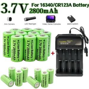 LED 손전등용 충전식 리튬 이온 16340 배터리 여행용 USB 충전기 CR123A 2800mAh 3.7V