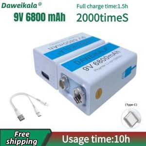 Daweikala  9V 6800mAh 리튬 이온 충전지 마이크로 USB 배터리 9 V 멀티 미터 장난감 원격 제어