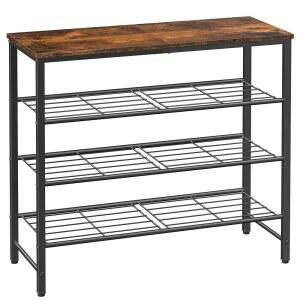 옷장용 키슈어 신발장, 수평 조절 발이 있는 러스틱 브라운 신발 정리함, 현관, 침실, 거실용 견고하고 녹슬지 않는 보관함, 29.5인치 x 11.4인치 24.8인치,