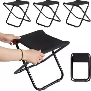 TFONSIG 캠핑 의자 4팩 야외용 소형 휴대용 접이식 반접이식 발 받침대 피크닉 낚시 하이킹용