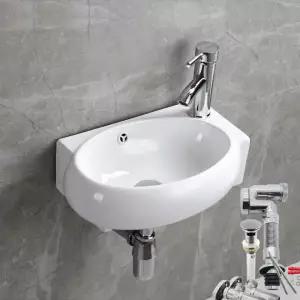 원형 미니세면대 벽걸이 코너형 화장실 세면기 공간절약형 도자기