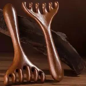 천연 원목 손등 발등 지압 마사지 도구 괄사 경락 가정용 셀프케어