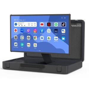 아포사인 팩고 27인치 휴대용 엔터테인먼트 시스템 컴팩트 여행 가방 디자인 스마트 TV 안드 OS 블루투스 3D 스피커 내장 배터리 6H 및 파티에 완벽한 서류 화면 그레이