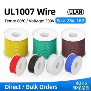 호환 ULAN 10M 30M 100M UL1007 후크업 와이어 28262422201816AWG PVC 절연 주석 도금 구리 케이블 전선가
