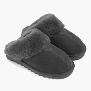 슈즈여성 ELARA 엘라라 2CM 소가죽 더블쿠션 양털 슬리퍼 차콜 K2906049RDW2129350