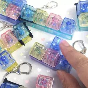 (색상 랜덤)불빛 키보드 키링 딸깍이 4구 1개 키캡 스위치 LED 장난감 키홀더 열쇠고리 생일선물 키체인 가