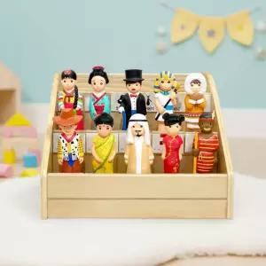 소프트 다문화인형 10인 (소) 장식장 세트 사람인형 세계 문화 나라학습 피규어 교육용