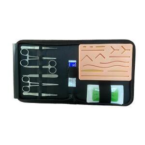 상처 피부 봉합 실습 패드 수술 훈련 키트 솔기 스레드 바늘 가위 재료 외과 의사 교육 모델 세트