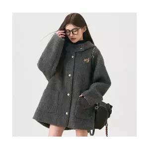 여자 야구 점퍼 잠바 후드 모직 코트 가을 겨울 빈티지 하프 도톰한 ST4