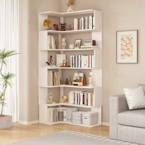 코너 책장 L자 원목 연한호두 슬라이딩 4단 틈새 ㄱ책장 60X60 수납장 책꽂이