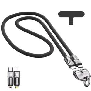 웨어러블 팔찌 디자인의 체셀타 C to 240W 충전 케이블, 노트북, 태블릿 및 스마트폰용 휴대용 5A 고속 USB-C 케이블 충전기(블랙, 1.2m / 47.24인치)