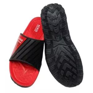남성용 지압 슬리퍼 레드 사선 배색 실내 신발 사무실 착용 가능 (WFKIMDJ)