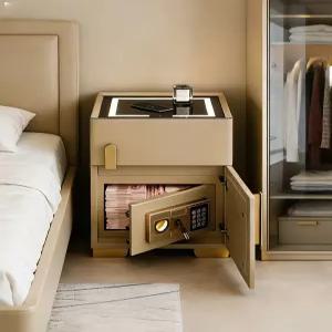 스마트 금고 침대 일체형 협탁 가정용 미니 원목 잠금장치 소형 수납장