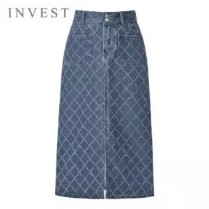 [인베스트] [77까지] 다이아 포인트 H라인 데님 스커트_IN6S1SK8041