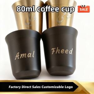 미니 소형 80ml 스테인리스 에스프레소 커피 컵 휴대용 이중층 오피스 밀크티 음료 머그컵 위스키 와인 맞