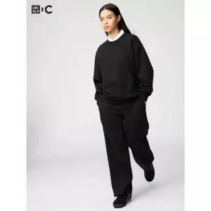 유니클로 남자 여자 스웨트 스트레이트 팬츠 483285 블랙 트레이닝 바지 운동 데일리