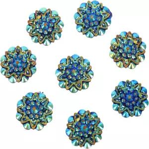 10PCS 18mm AB 레진 라인스톤 플랫백 플라워 버튼 반짝이는 웨딩 장식 DIY 공예 신부 드레스 의류 액세서리