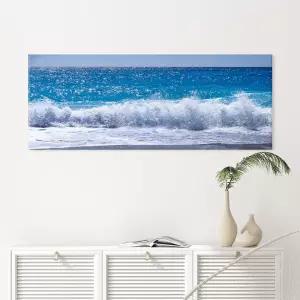 풍수 바다그림 힐링 그리스 해변 와이드 캔버스액자 소형 와이드 106x40cm