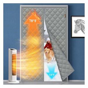 MAGZO 마그네틱 단열 도어 회색 냉기 34인치 82인치 사이즈 차단 도어웨이 겨울용 아틱 커튼 코튼 32인치 블랭킷 커버 80인치 5겹 옥스 단열재