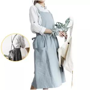 작업 앞치마-블루 (원피스형) 주방 공방 다용도여성 여자 치마형 다용도 홈카페 어린이집 선생님 베이킹