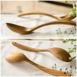 티크나무 누운 국자 1p 우드 조리도구 작은 식기 옻칠 주방용품 원목 스푼 전골