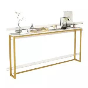 슬림 테이블 폭좁은 틈새 선반 대리석 사이드 금색 창가 보조 에스티 긴 슬