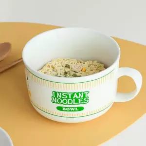 손잡이 라면기 다용도 컵라면기 뚜껑 도자기 라면기 내열 용기 레인지 요리 국물 조리 국수 그릇 전자 전용