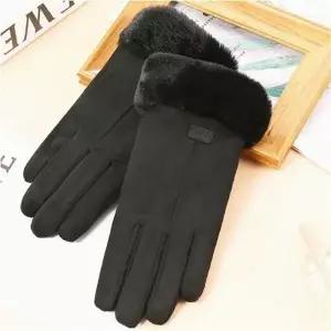 여성 벨벳 촉감 소프트 퍼 포인트 겨울 스마트폰터치 장갑 (WFKKHZT)