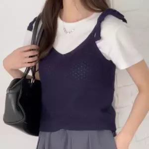 어깨 롱니트 스트랩 휴양지 여름 데님 온나핏 (WFKNXOX)