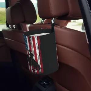 스시지 아메리칸 플래그 승마 방수 접이식 원형 자동차 장착 쓰레기통 바구니 홀더