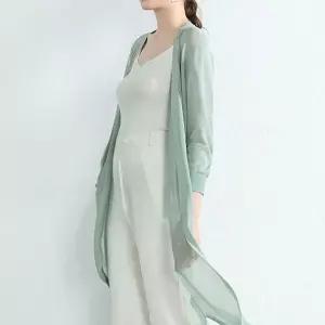 여성 롱 시스루 여름 가디건 썸머 루즈핏 비치웨어 니트 로브 상의 루즈 오버 여리 기장 내추럴 우아한 여