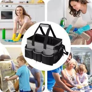 호환  다용도 포켓이 있는 초대형 청소 가방 청소용품 정리 가방 분리형 칸막이 부엌 청소용품 보관